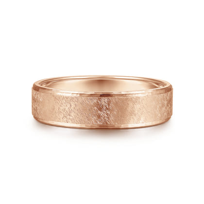Matthew - 14K Rose Gold 6mm - Men's Wedding Band in Horizontal Brush Finish