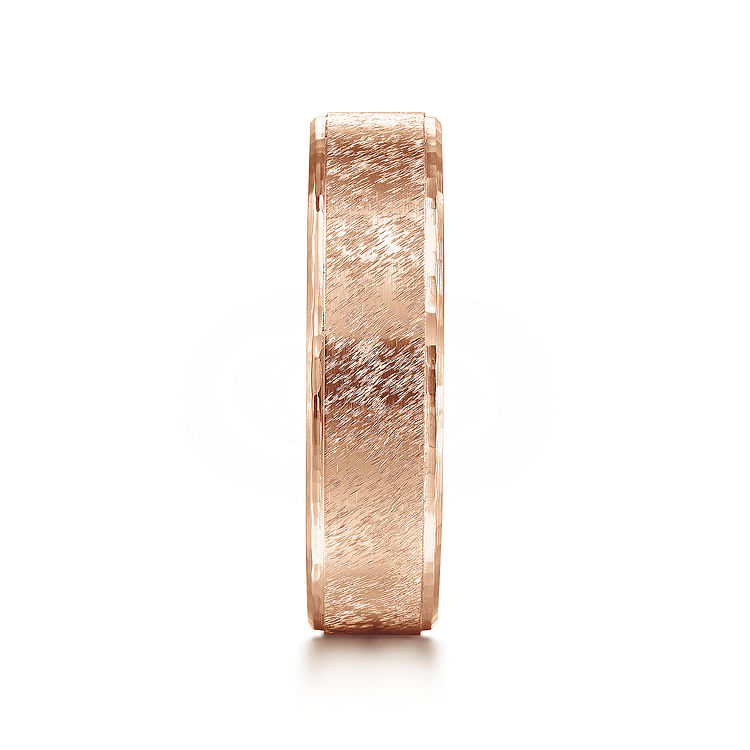 Matthew - 14K Rose Gold 6mm - Men's Wedding Band in Horizontal Brush Finish