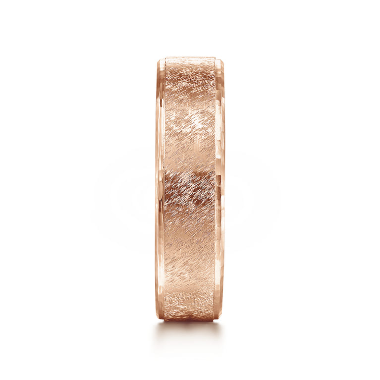 Matthew - 14K Rose Gold 6mm - Men's Wedding Band in Horizontal Brush Finish - Shot 4