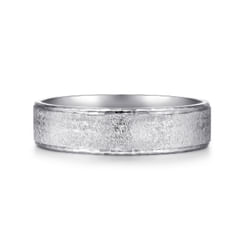 14K White Gold 6mm - Men's Wedding Band in Horizontal Brush Finish