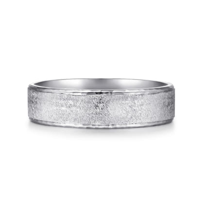 Matthew - 14K White Gold 6mm - Men's Wedding Band in Horizontal Brush Finish