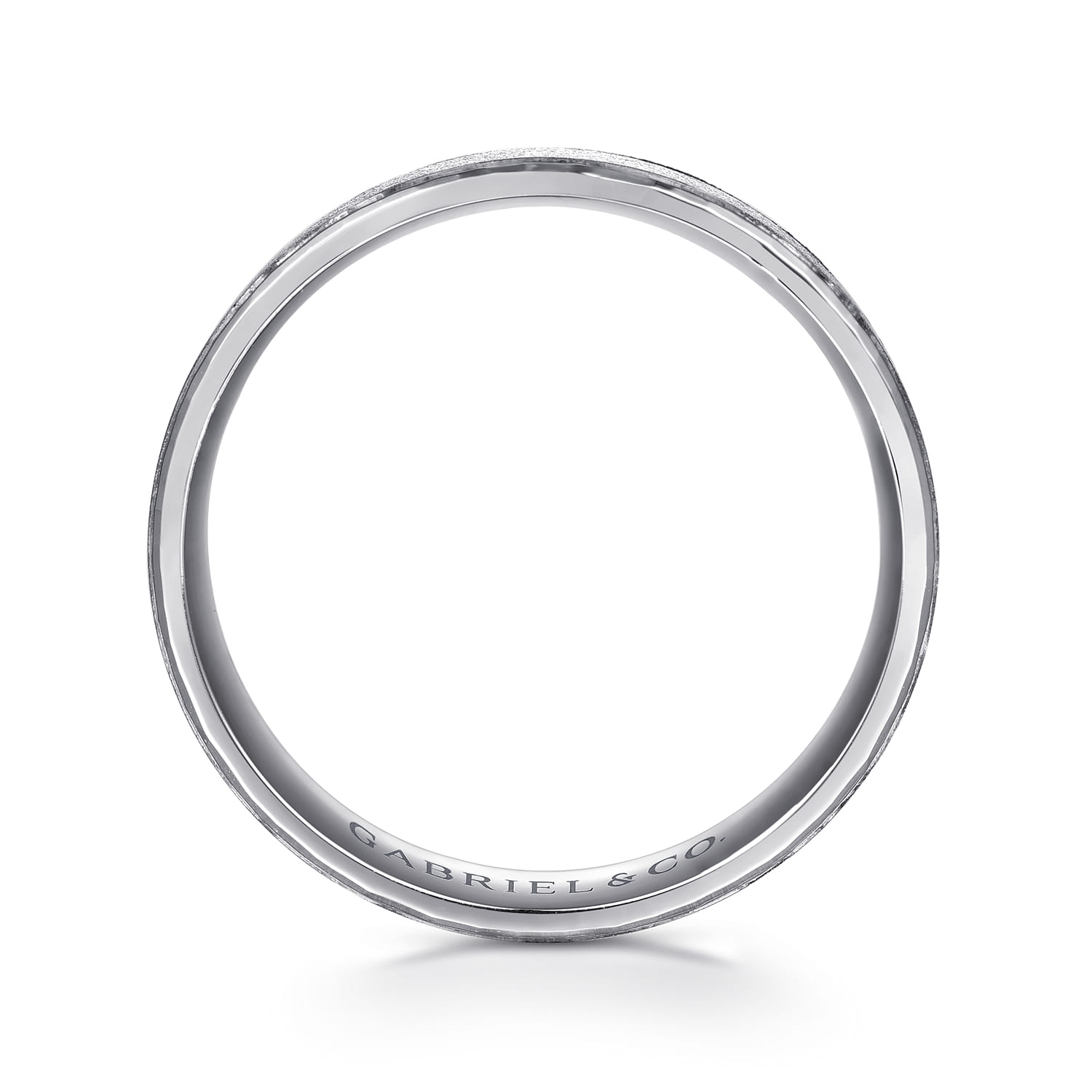 Matthew - 14K White Gold 6mm - Men's Wedding Band in Horizontal Brush Finish - Shot 2