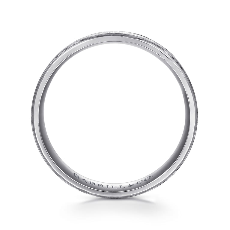 Matthew - 14K White Gold 6mm - Men's Wedding Band in Horizontal Brush Finish - Shot 2