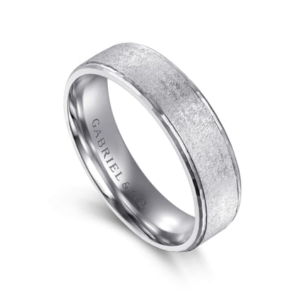 Matthew - 14K White Gold 6mm - Men's Wedding Band in Horizontal Brush Finish