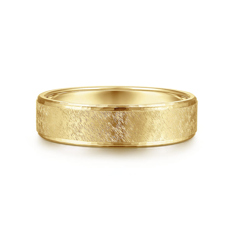 Matthew - 14K Yellow Gold 6mm - Men's Wedding Band in Horizontal Brush Finish - Shot 1