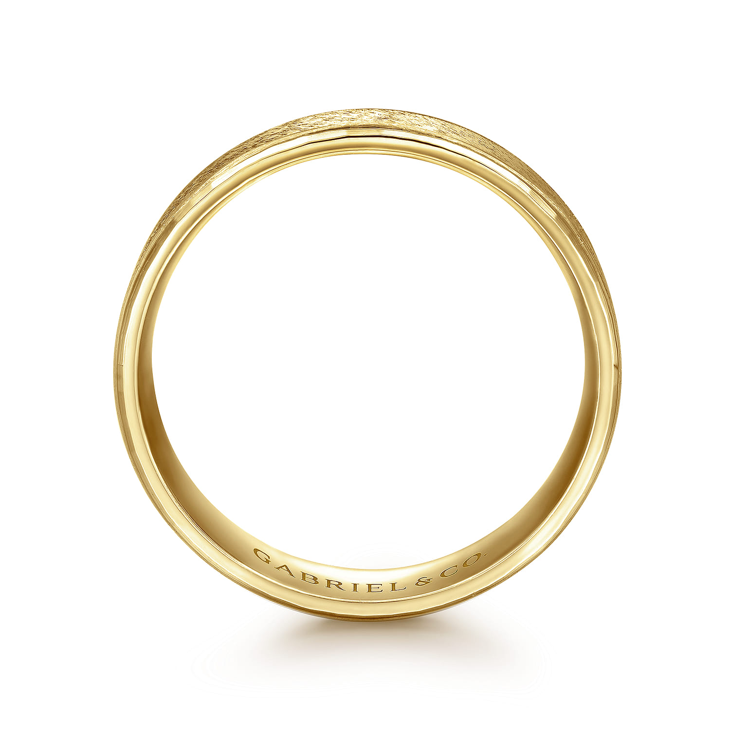 Matthew - 14K Yellow Gold 6mm - Men's Wedding Band in Horizontal Brush Finish - Shot 2
