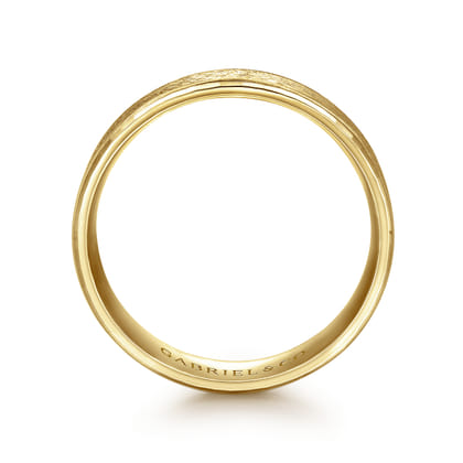 Matthew - 14K Yellow Gold 6mm - Men's Wedding Band in Horizontal Brush Finish