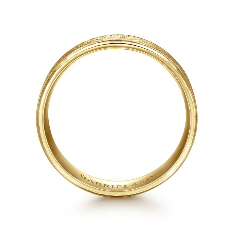 Matthew - 14K Yellow Gold 6mm - Men's Wedding Band in Horizontal Brush Finish - Shot 2
