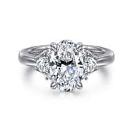 Mattie - 14K White Gold Oval Lotus Diamond Engagement Ring