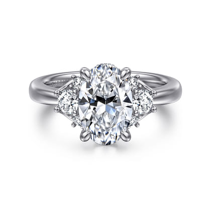 Mattie - 14K White Gold Oval Lotus Diamond Engagement Ring