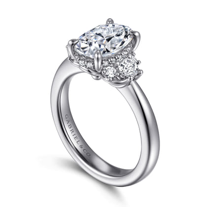 Mattie - 14K White Gold Oval Lotus Diamond Engagement Ring