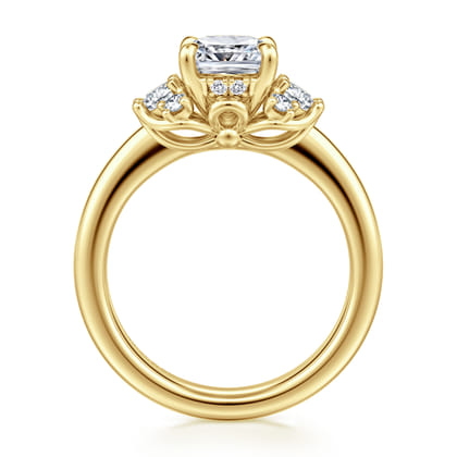 Mattie - 14K Yellow Gold Cushion Cut Lotus Diamond Engagement Ring