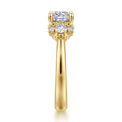 Mattie - 14K Yellow Gold Cushion Cut Lotus Diamond Engagement Ring