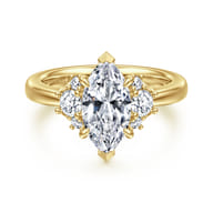 Mattie - 14K Yellow Gold Marquise Shape Lotus Diamond Engagement Ring