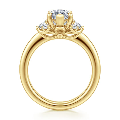 Mattie - 14K Yellow Gold Marquise Shape Lotus Diamond Engagement Ring