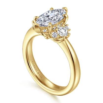 Mattie - 14K Yellow Gold Marquise Shape Lotus Diamond Engagement Ring