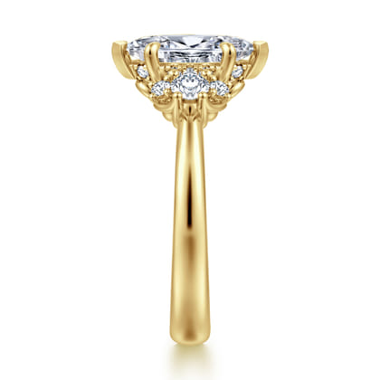 Mattie - 14K Yellow Gold Marquise Shape Lotus Diamond Engagement Ring