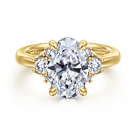 Mattie - 14K Yellow Gold Oval Lotus Diamond Engagement Ring