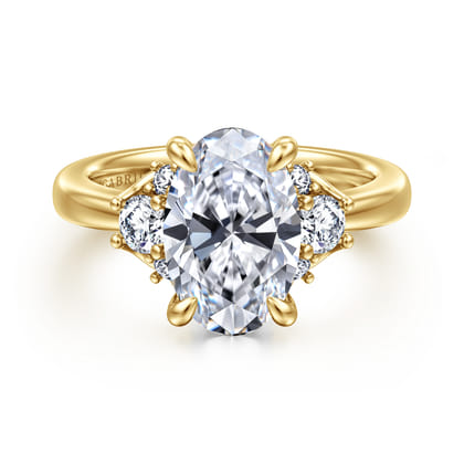 Mattie - 14K Yellow Gold Oval Lotus Diamond Engagement Ring