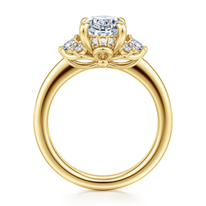 Mattie - 14K Yellow Gold Oval Lotus Diamond Engagement Ring
