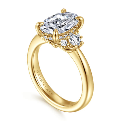Mattie - 14K Yellow Gold Oval Lotus Diamond Engagement Ring