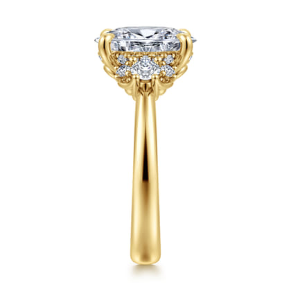 Mattie - 14K Yellow Gold Oval Lotus Diamond Engagement Ring