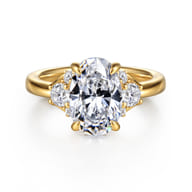 Mattie - 14K Yellow Gold Oval Lotus Diamond Engagement Ring