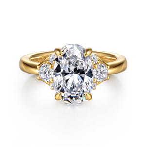 Mattie - 14K Yellow Gold Oval Lotus Diamond Engagement Ring