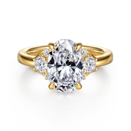 Mattie - 14K Yellow Gold Oval Lotus Diamond Engagement Ring