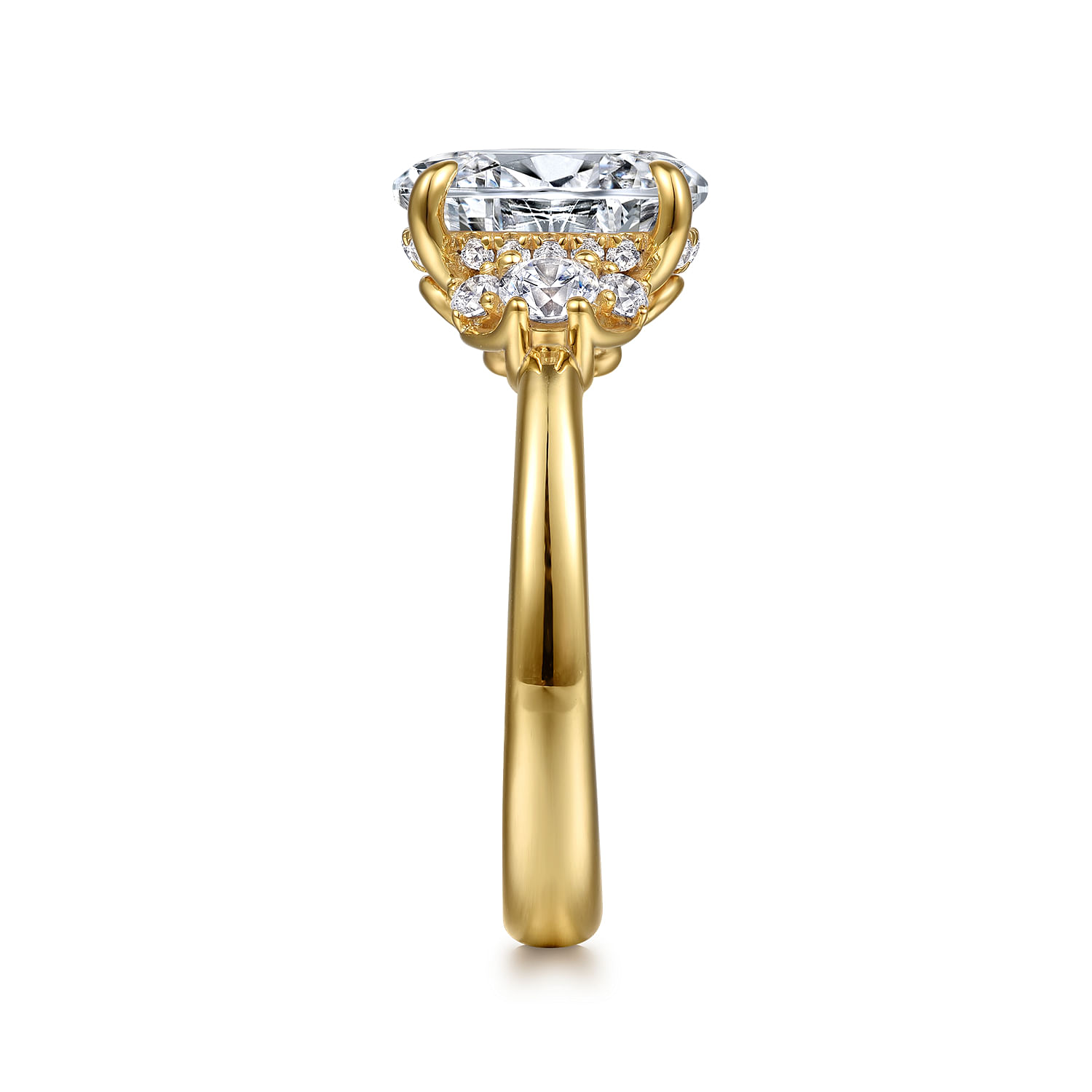 Mattie - 14K Yellow Gold Oval Lotus Diamond Engagement Ring