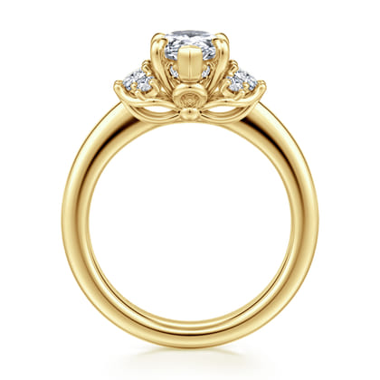 Mattie - 14K Yellow Gold Pear Shape Lotus Diamond Engagement Ring