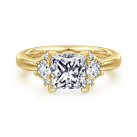 Mattie - 14K Yellow Gold Princess Cut Lotus Diamond Engagement Ring