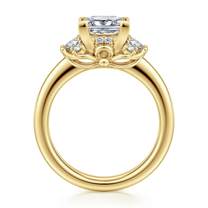 Mattie - 14K Yellow Gold Princess Cut Lotus Diamond Engagement Ring