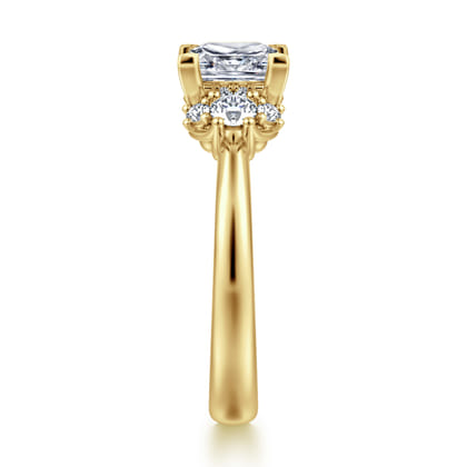 Mattie - 14K Yellow Gold Princess Cut Lotus Diamond Engagement Ring