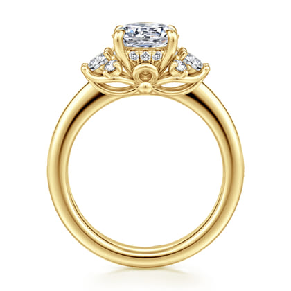 Mattie - 14K Yellow Gold Round Lotus Diamond Engagement Ring