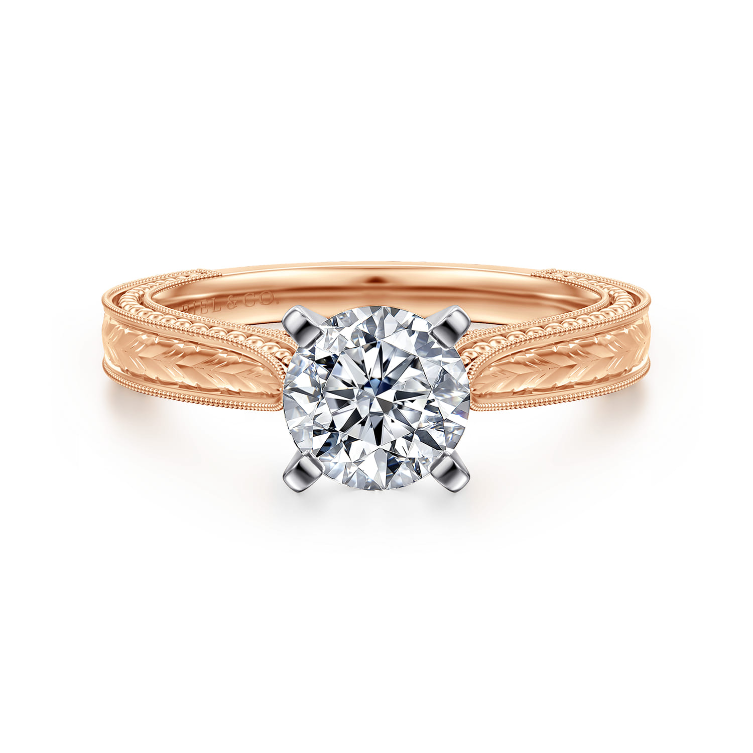 Maura - 14K White-Rose Gold Round Diamond Engagement Ring