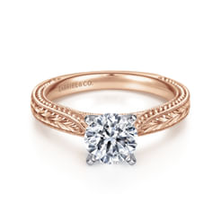 Maura - 14K White-Rose Gold Round Diamond Engagement Ring