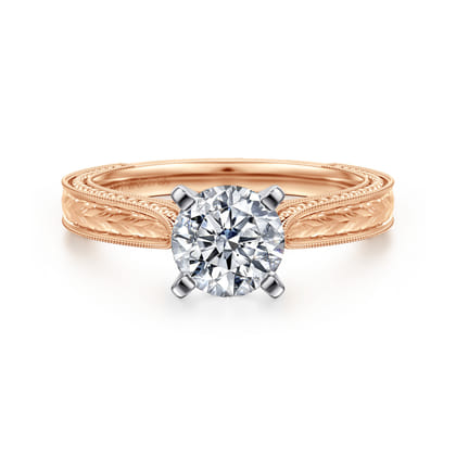 Maura - 14K White-Rose Gold Round Diamond Engagement Ring