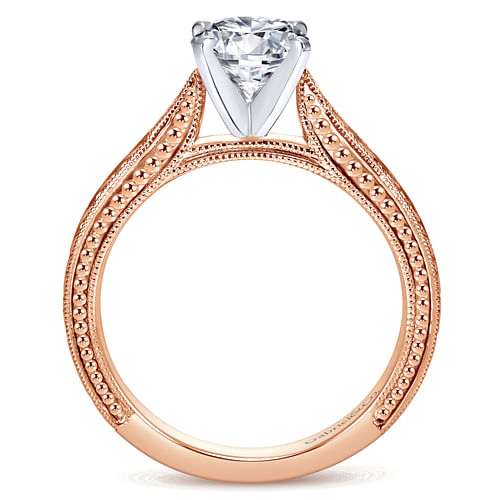 Maura - 14K White-Rose Gold Round Diamond Engagement Ring - Shot 2