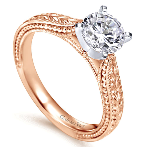 Maura - 14K White-Rose Gold Round Diamond Engagement Ring - Shot 3