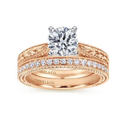 Maura - 14K White-Rose Gold Round Diamond Engagement Ring