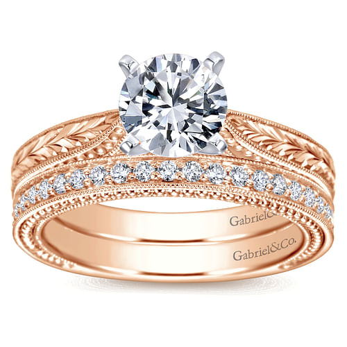 Maura - 14K White-Rose Gold Round Diamond Engagement Ring - Shot 4
