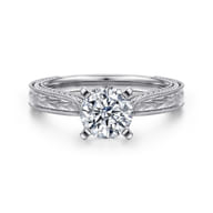 Maura - Vintage Inspired 14K White Gold Round Solitaire Engagement Ring