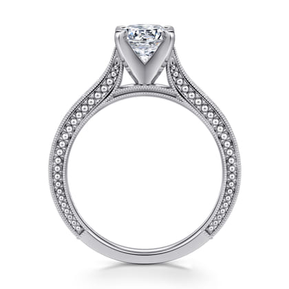 Maura - Vintage Inspired 14K White Gold Round Solitaire Engagement Ring