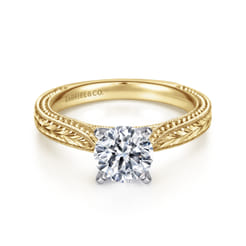Maura - Vintage Inspired 14K White-Yellow Gold Round Solitaire Engagement Ring