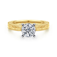 Maura - Vintage Inspired 14K White-Yellow Gold Round Solitaire Engagement Ring