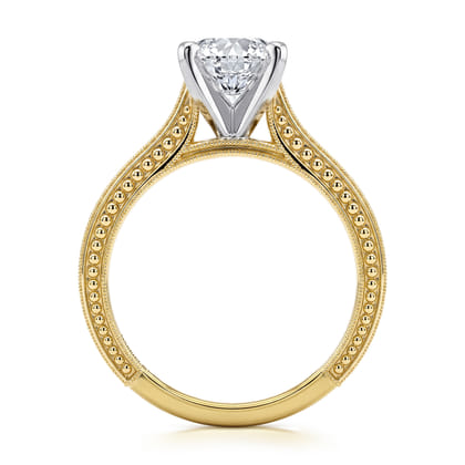 Maura - Vintage Inspired 14K White-Yellow Gold Round Solitaire Engagement Ring