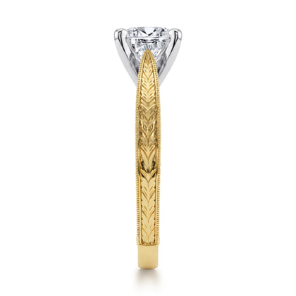 Maura - Vintage Inspired 14K White-Yellow Gold Round Solitaire Engagement Ring
