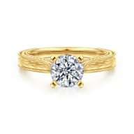 Maura - Vintage Inspired 14K Yellow Gold Round Solitaire Engagement Ring