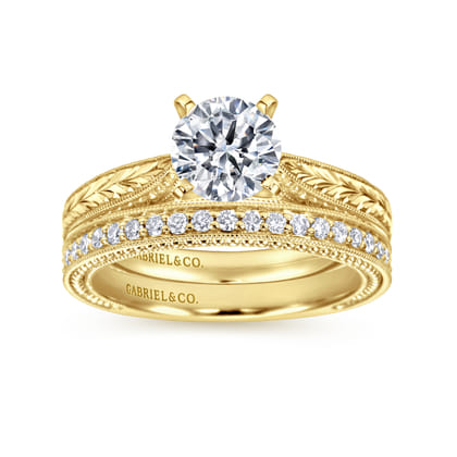 Maura - Vintage Inspired 14K Yellow Gold Round Solitaire Engagement Ring